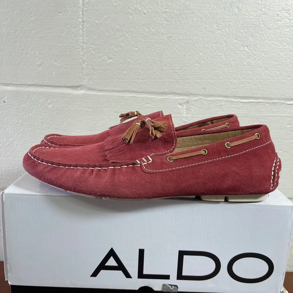 Aldo Bires-62 Red Tassel Loafer Moccasin Driving Shoes Slip On Mens 45 EU/12 US